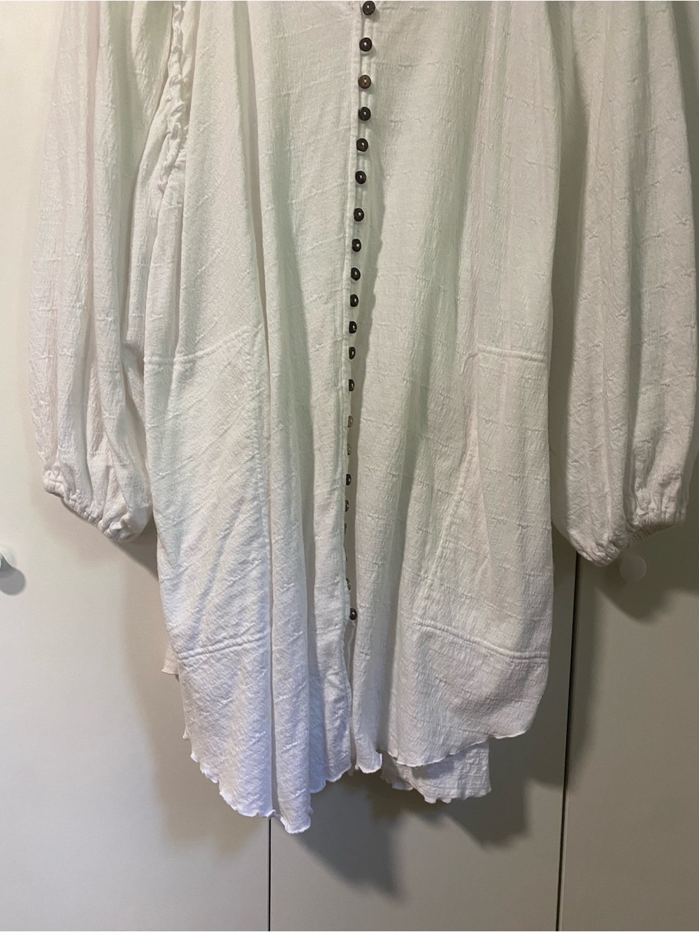 Free People Beach Women's White Button-Front Lightweight Tunic - Picture 3 of 8